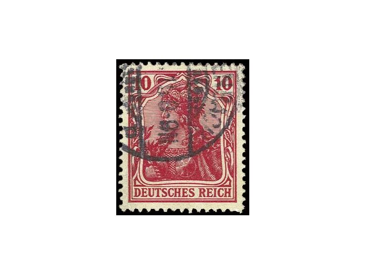 10 Pfg. dunkellilarot, sehr farbtief und gut gezähnt, seltene Marke, doppelt sign. Jäschke BPP (Mi. 3000,-)