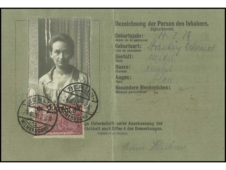 2,50 M. lilarosa mit Stempel "BERLIN-WILHELMSDORF 24.6.20" auf Postausweiskarte, extrem seltene Verwendung und Liebhaberstück