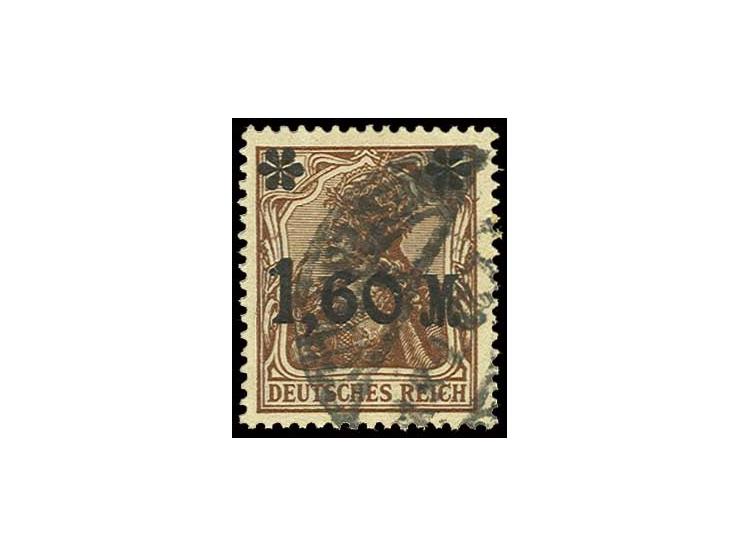 1921, Germania-Provisorien, Aufdruck glänzend: 1,60 M. mit Aufdruckfehler "M tieferstehend", gestempelt, Pracht, sign. Kowoll