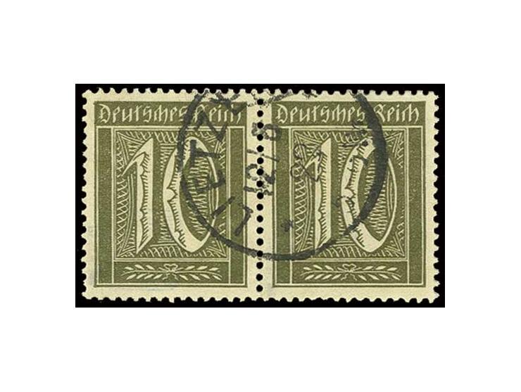10 Pfg. im waagerechten Paar, gestempelt, Kabinett, sign. Peschl BPP und Infla (Mi. 480,-) (ex Sammlung Gubito)