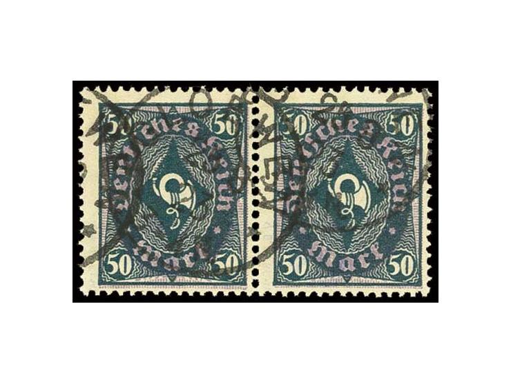 50 M. im waagerechten Paar mit Stempel "GLOEWEN", Kabinett, sign. Peschl und Infla (Mi. 2.200,-+) (ex Sammlung Gubito)