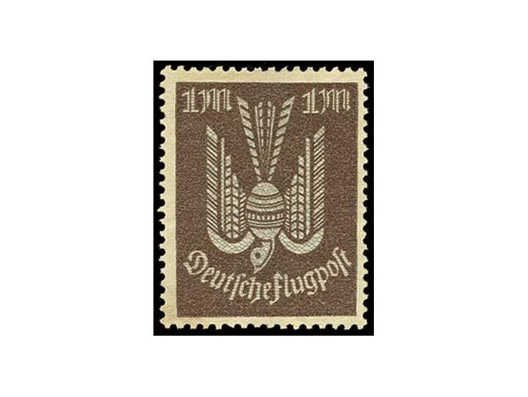 1 M., Probedruck in dunkelsiena, grau genetzt, ungebraucht ohne Gummi, von Vorlagekarton stammend, Pracht, sehr selten, Fotoa