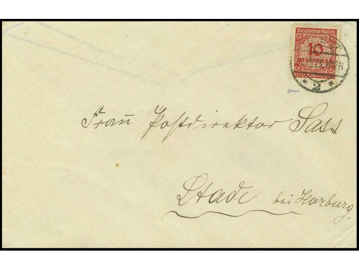 10 Mio M., einwandfrei durchstochen als Einzelfrankatur mit Stempel "SOEST 31.10.23" auf Brief, Kabinett, sign. Düntsch und I