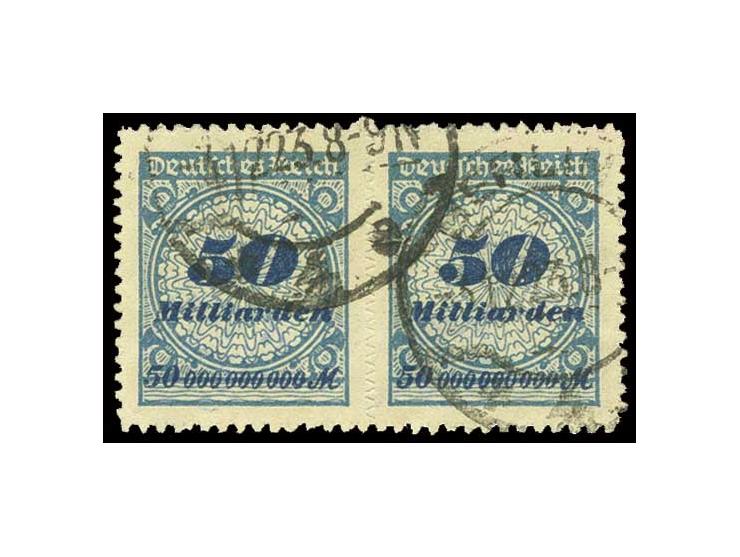 50 Mrd. M. im gut durchstochenen waagerechten Paar mit Stempel "BERLIN 3.12.23", Pracht, sign. Düntsch BPP und Infla sowie Fo