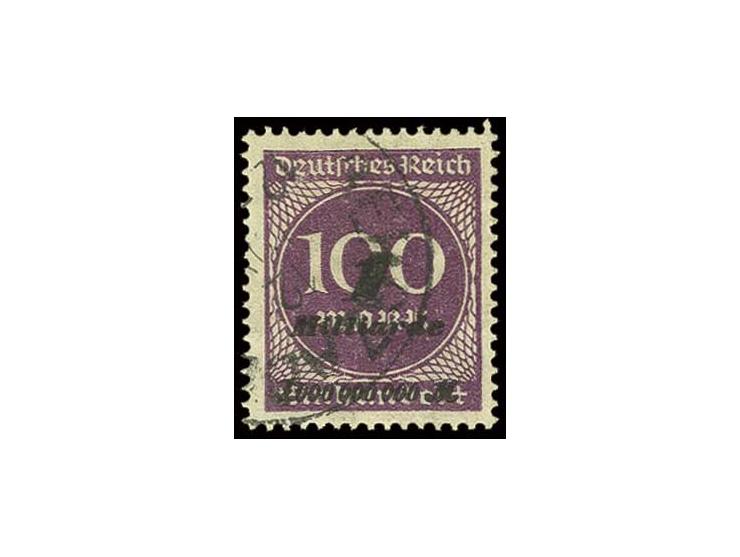 1 Mrd. auf 100 M. violettpurpur, Hitlerprovisorium  mit sauberem Teilstempel "BERGZABERN 12 NOV", bis auf geringfügig verkürz
