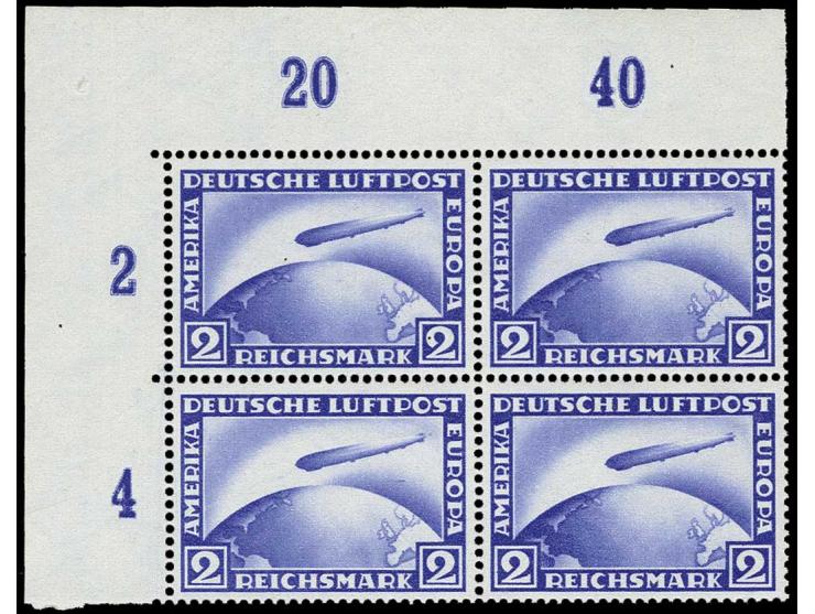 2 und 4 M. in linken oberen Eckrand-4er-Blocks, postfrisch, Kabinett (Mi. 1680,-)