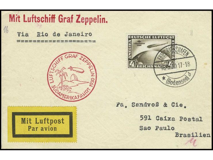 4 M. auf Zeppelinbrief der Südamerikafahrt, Kabinett (Mi. 500,-)