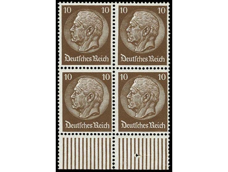 10 Pfg. mit Wz. Y im Unterrand-4er-Block, postfrisch, Unterrand angetrennt, Kabinett, sign. Schlegel BPP (Mi. 300,-)
