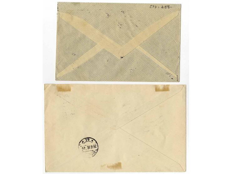 3-25 Pfg. kpl. mit teils Blockrand und jeweils Zusatzfrankatur auf 4 portogerechten Briefen, dabei 3 R-Briefe, Pracht (Mi. 56