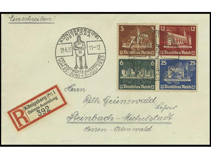 3-25 Pfg., Herzstück mit Sonderstempel auf R-Brief mit Sonder-R-Zettel nach Michelstadt mit Ankunftsstempel, Kabinett