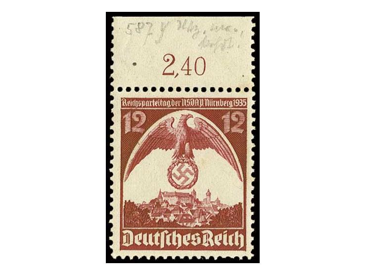 12 Pfg., Oberrandstück, postfrisch, unten zwei verkürzte Zähne (Mi. 600,-)