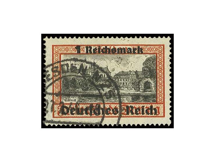 1 M. auf dünnem Papier mit Doppelprägung im Wort 'Oliva', sauber gestempelt, Pracht, Fotobefund H.-D. Schlegel BPP (Mi. für g