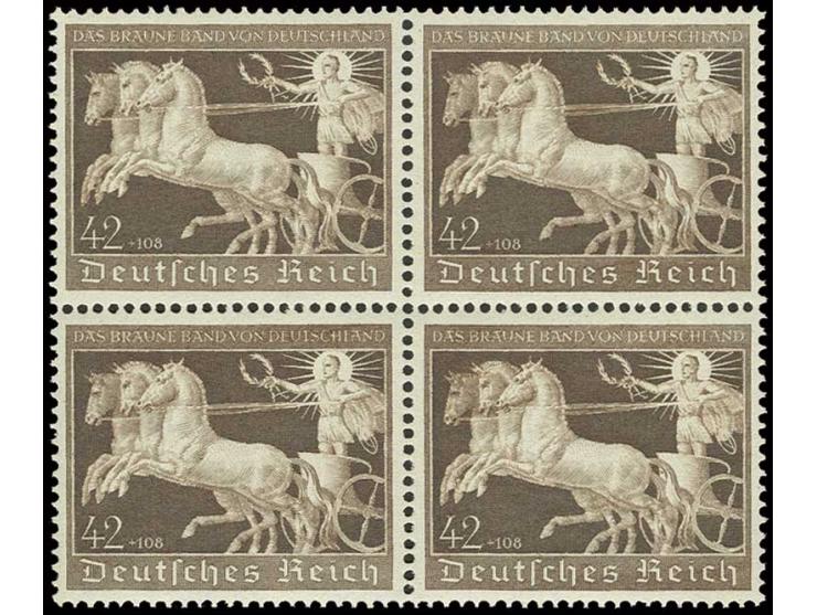 Braunes Band 42 Pfg. im 4er-Block, postfrisch, Kabinett (Mi. 480,-)