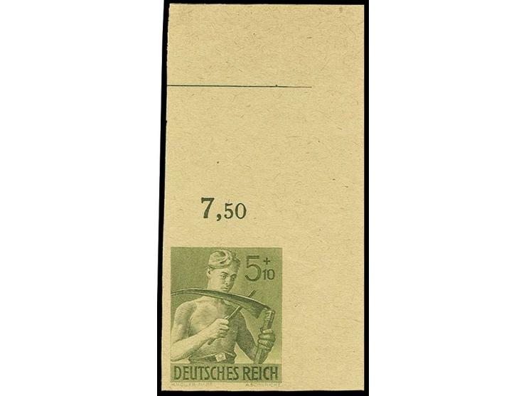 5 Pfg., ungezähnte Andruckprobe auf dünnem Papier aus der rechten oberen Bogenecke, Fotoattest Oechsner BPP