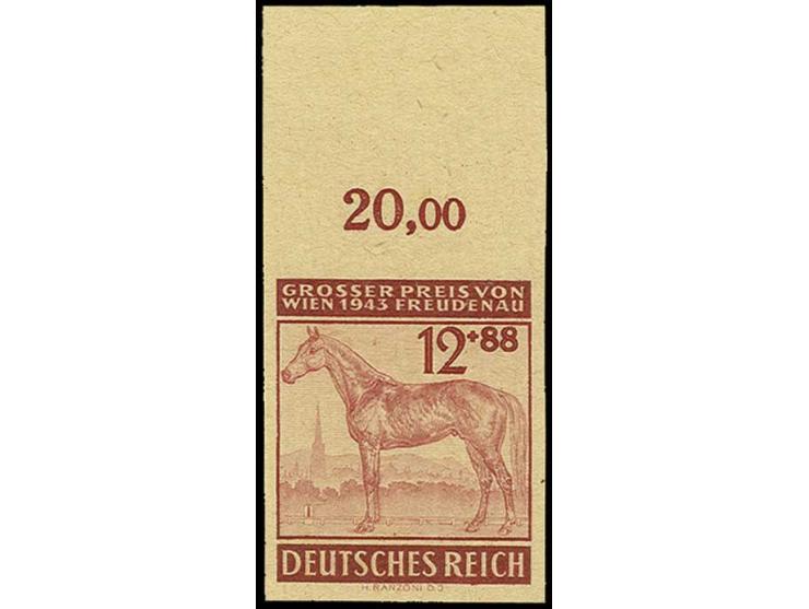 Großer Preis von Wien 6 und 12 Pfg., Probedrucke auf gelblichem, ungummiertem Papier, ungezähnt, beide vom Oberrand, Pracht