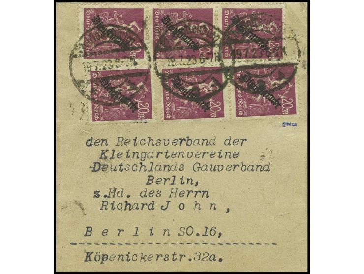 1923, 20 M. (6) als Mehrfachfrankatur auf Ortsbrief von "CHARLOTTENBURG 19.7.23", Pracht, sign. Düntsch und Infla (Mi. 190,-)