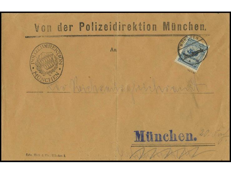 50 Mrd. M. als seltene Einzelfrankatur auf Ortsbrief mit Stempel "MÜNCHEN 12.1.24" zum Ortsporto von 5 Rpf., die 50 Mrd. M. i