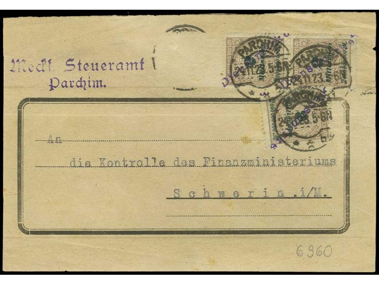 PARCHIM: 2 Mrd. M., Einzelwert und senkrechtes Paar (ganz geringfügig zahnstockig) mit jeweils Stempel "PARCHIM 24.11.23" auf
