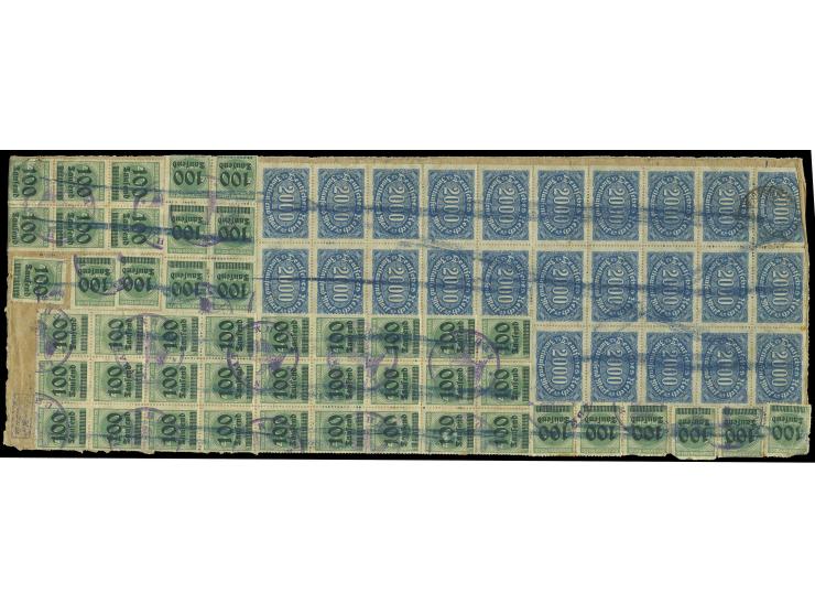 1923, mit altem Handstempel: 75 Tsd. auf 400 M. (2) und 100 Tsd. auf 400 M. (48) mit altem Dienstsiegel "Landrat Stuhm" vorde