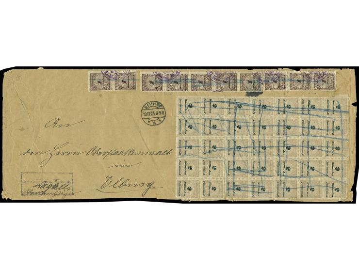 1 Mrd. M. (12) vorder- und rückseitig mit  Freimarken-Zusatzfrankatur auf langformatigem "Akten"-Brief der 2. Gewichtsstufe a
