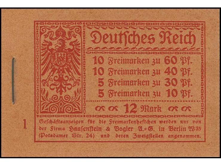 Markenheftchen 15, postfrisch, teils leichte Heftchenzähnung, Deckel ungefaltet (Mi. 900,-)