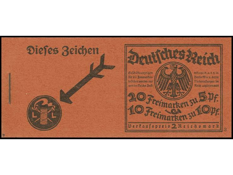 1926, Markenheftchen Schiller/Friedrich der Große mit O.-Nr. "3", postfrisch, sehr gut gezähnt und Deckel ungefaltet, Kabinet