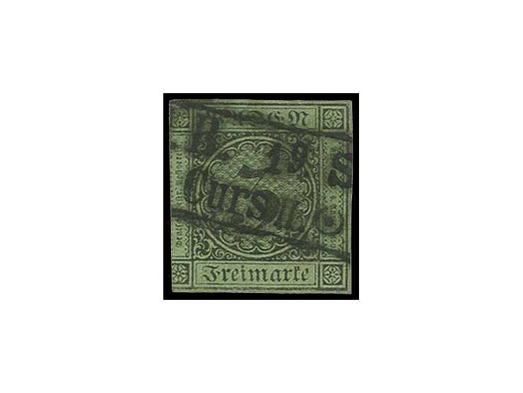 "E.B. 19.SEP CURS II" auf 3 Kr. auf grün, typischer Badenschnitt, seltener Stempel, Befund Flemming BPP