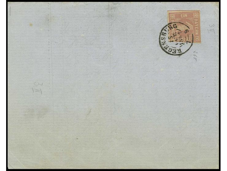 1850, 1 Kr. rosa, Platte 2, rechts teils berührt, sonst gut gerandet und farbfrisch mit DKr. "REGENSBURG 18 OCT. 1862" auf Dr