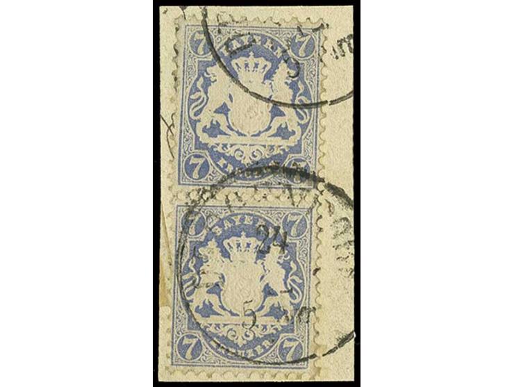 7 Kr. dunkelultramarin im senkrechten Paar auf Briefstück, Pracht (Mi. 1.500,-) (ex Sammlung Gubito)