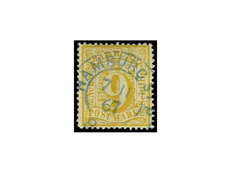 9 Sch. orangegelb mit nahezu zentrischem blauem DKr. "HAMBURG St. P. 7/11 67", Kabinett, sign. Köhler (Mi. 2600,-) (ex Sammlu
