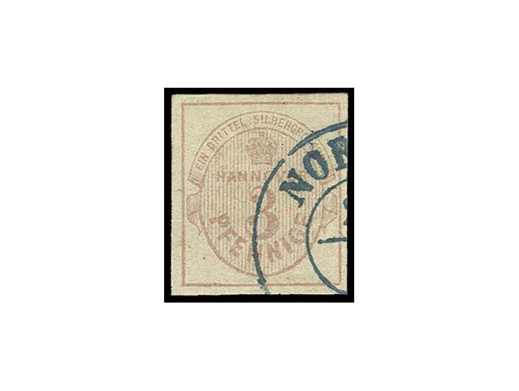 1853, 3 Pfg. mattlilarosa, allseits gut gerandet, gestempelt, Kabinett, sign. Grobe (ex Sammlung Gubito)