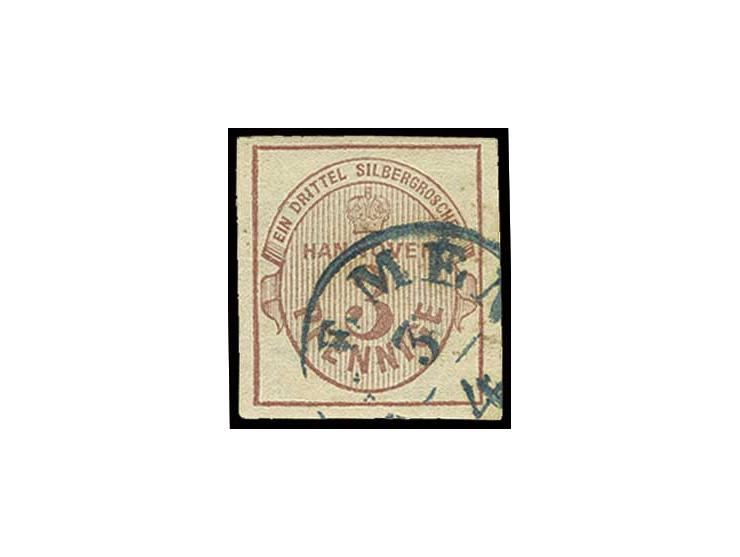 1853, 3 Pfg. mattlilarosa, allseits gut gerandet, gestempelt, rückseitig Papierreste, Kabinett (ex Sammlung Gubito)