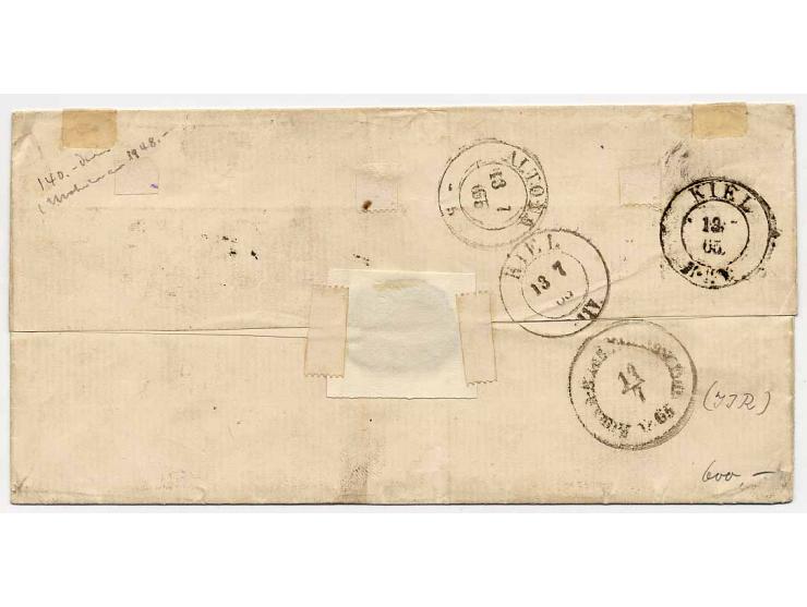 1 1/4 Sch. grün im waagerechten 3er-Streifen, gut durchstochen und farbfrisch mit EKr. "WILSTER 12 7" (mit Posthorn) auf Brie