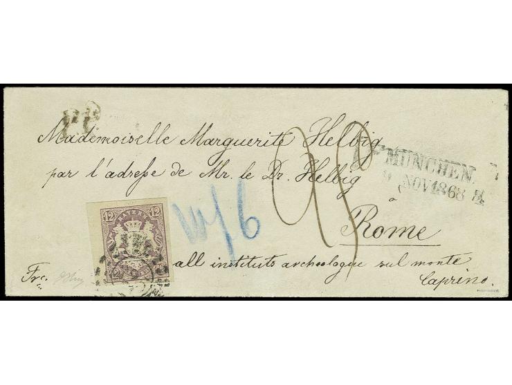 12 Kreuzer violett, farbfrisch und allseits breitrandig geschnitten, links mit Bogenrand, mit oMR "325" und nebengesetztem L2