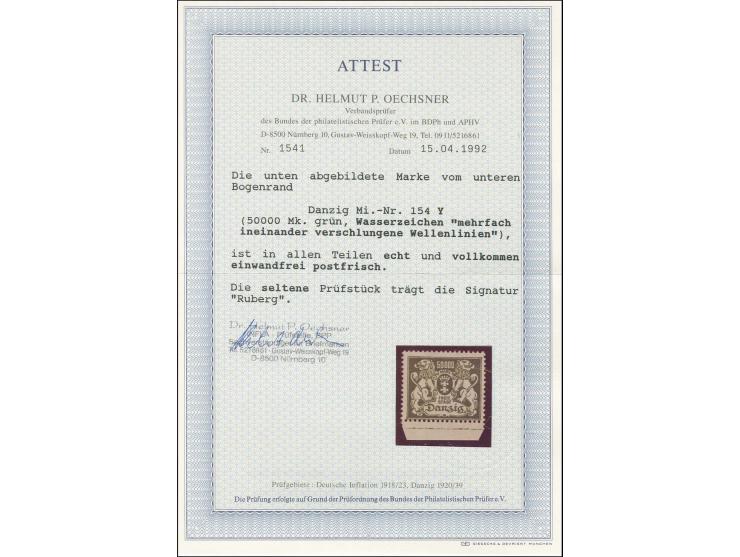 1923, Wappenausgabe 50000 Mark mit Wasserzeichen 'Ineinander verschlungene Wellenlinien', postfrisch in einwandfreier Erhaltu