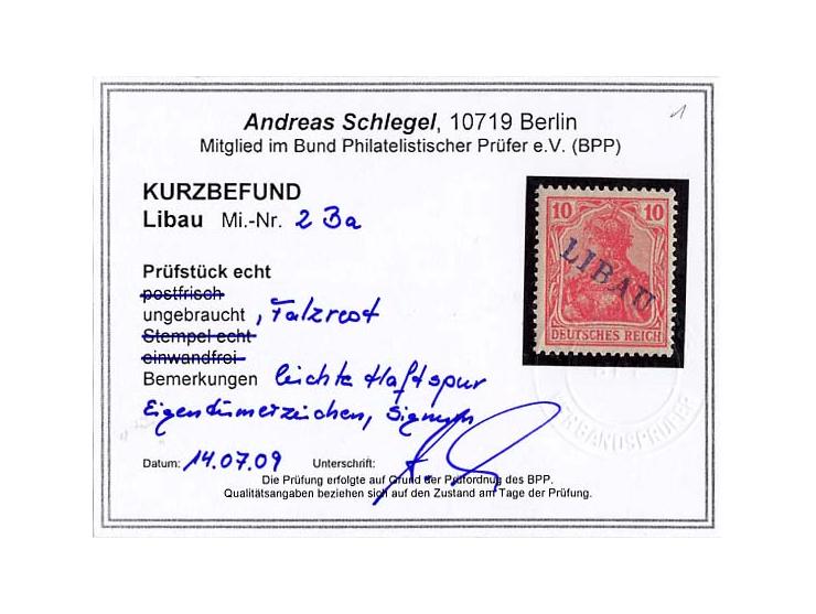 Type II: 5 Pfg. mit blauem und rotem Aufdruck sowie 10 und 15 Pfg., ungebraucht, teils etwas gummifleckig, jeweils Fotokurzbe