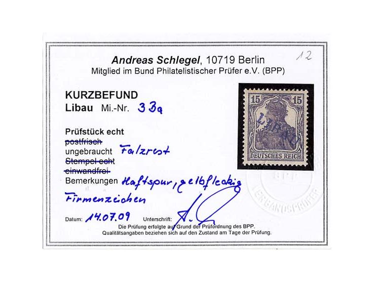 Type II: 5 Pfg. mit blauem und rotem Aufdruck sowie 10 und 15 Pfg., ungebraucht, teils etwas gummifleckig, jeweils Fotokurzbe