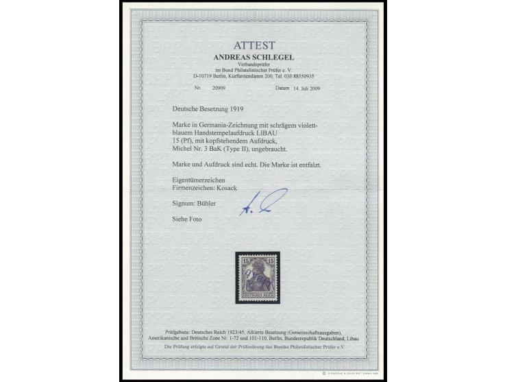 15 Pfg. mit kopfstehendem Aufdruck, ungebraucht, Pracht, mehrfach sign. sowie Fotoattest A. Schlegel BPP (Mi. 900,-)