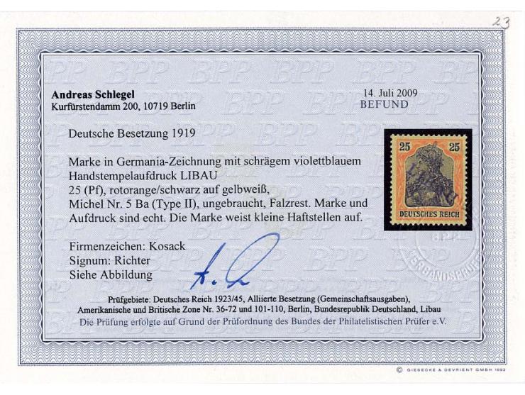 25 Pfg., ungebraucht, Pracht, u.a. sign. Kosack sowie Fotobefund A. Schlegel BPP (Mi. 600,-)