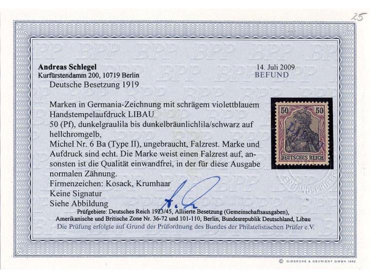 50 Pfg., ungebraucht mit Falzrest, Pracht, u.a. sign. Kosack sowie Fotobefund A. Schlegel BPP (Mi. 600,-)
