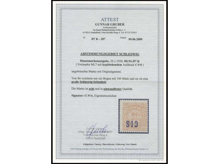 25 Pfg. mit kopfstehendem Aufdruck, ungebraucht, Pracht, Eigentümer-Signatur sowie Fotoattest Gruber BPP (Mi. 1.300,-)