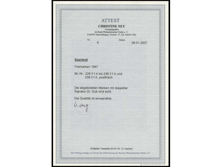 Neuauflage ohne Aufdruck: 2 Pfg.-1 M., ohne 84 Pfg., postfrisch, sign. Dr. Dub sowie Fotoattest Ney BPP (Mi. 2095,-)