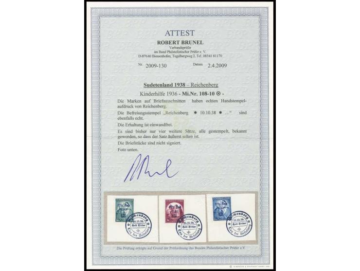Kinderhilfe 1936 50 H.-2 Kc. jeweils mit klarem Stempel auf Briefstück, sehr seltener Satz, Kabinett, Fotoattest Brunel BPP, 
