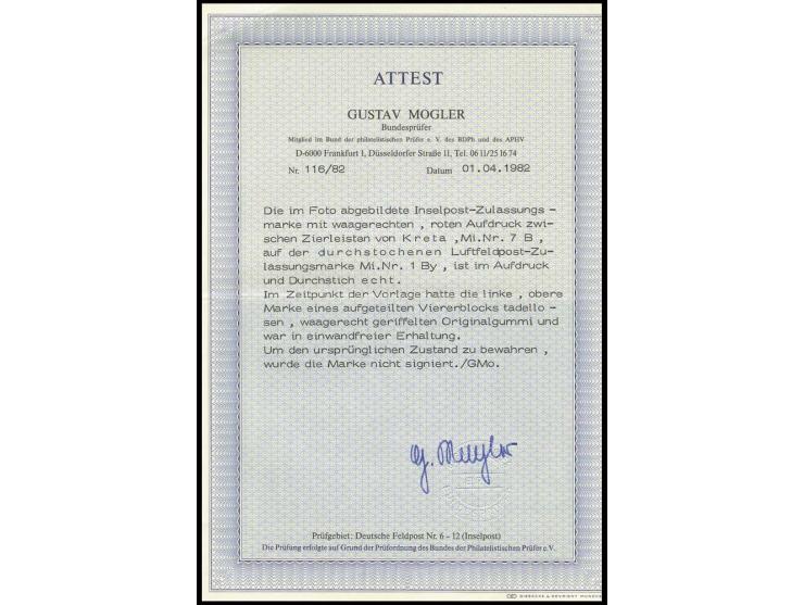 1944, Kreta durchstochen, postfrisch in einwandfreier Erhaltung, selten, Pracht, Fotoattest Mogler BPP (Mi. 3000,-)