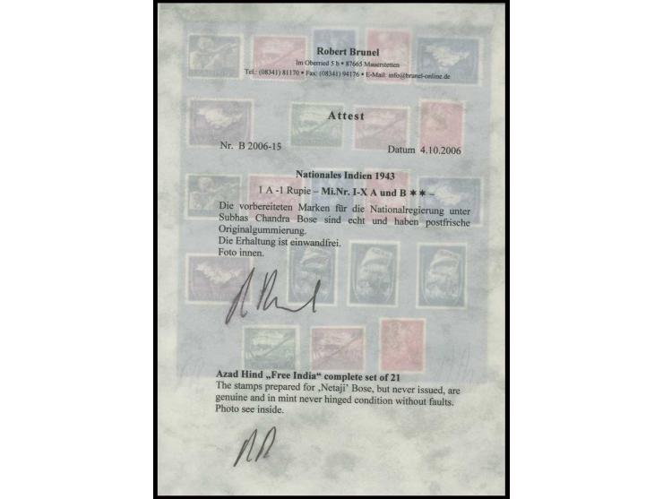 1943, 1A-1R., insgesamt 21 Werte, postfrisch, Fotoattest Brunel, Pracht