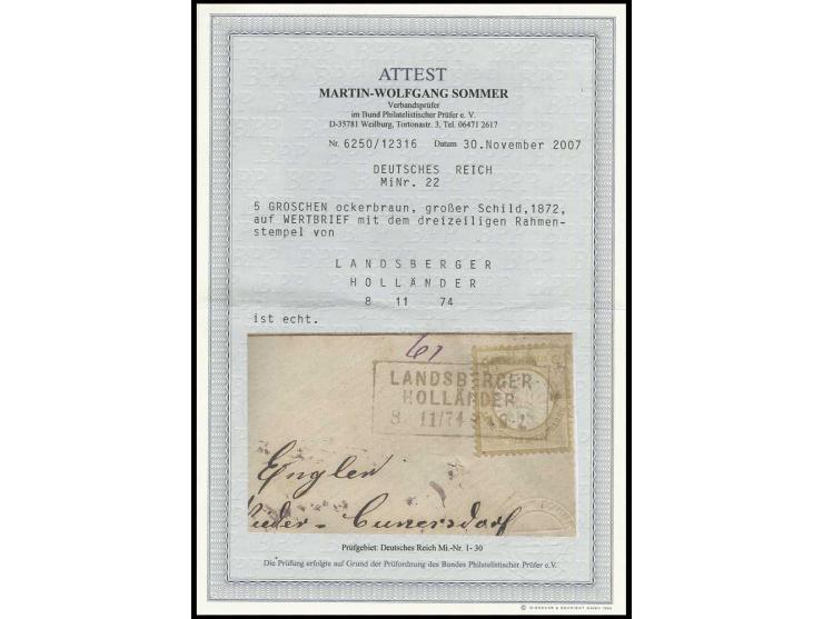 5 Gr. ockerbraun als Einzelfrankatur mit Ra3 "LANDSBERGER-HOLLÄNDER/8 11 74" (neuer DR-Postort) auf rückseitig 5-fach gesiege