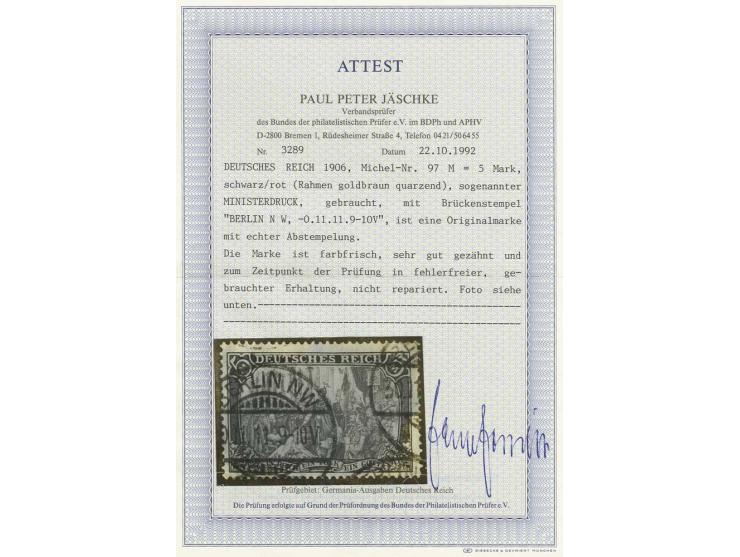 5 M. mit Stempel "BERLIN NW 30.11.11", Pracht, Fotoattest Jäschke BPP (Mi. 2.000,-)