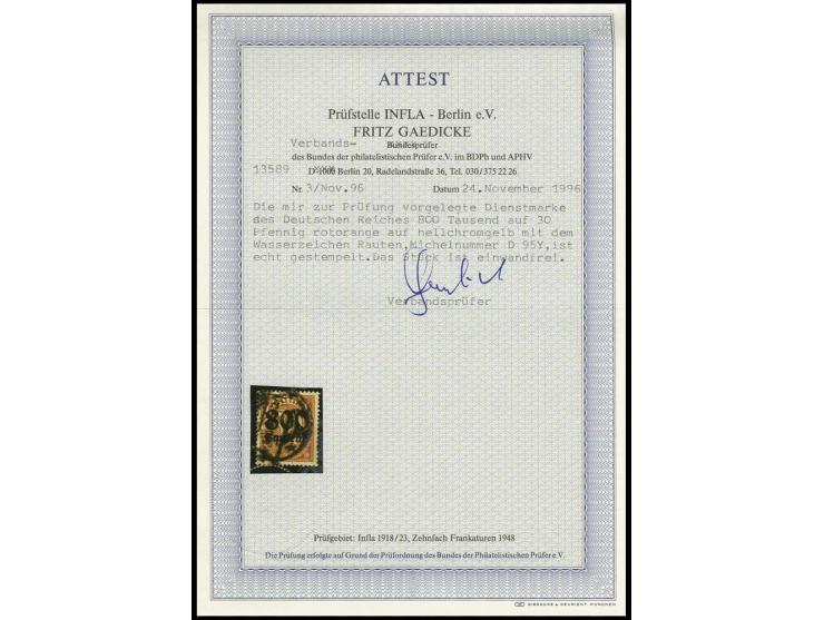 800 Tsd. M. auf 30 Pfg., gestempelt, Pracht, sign. Infla und Gaedicke BPP mit Fotoattest (Mi. 400,-)