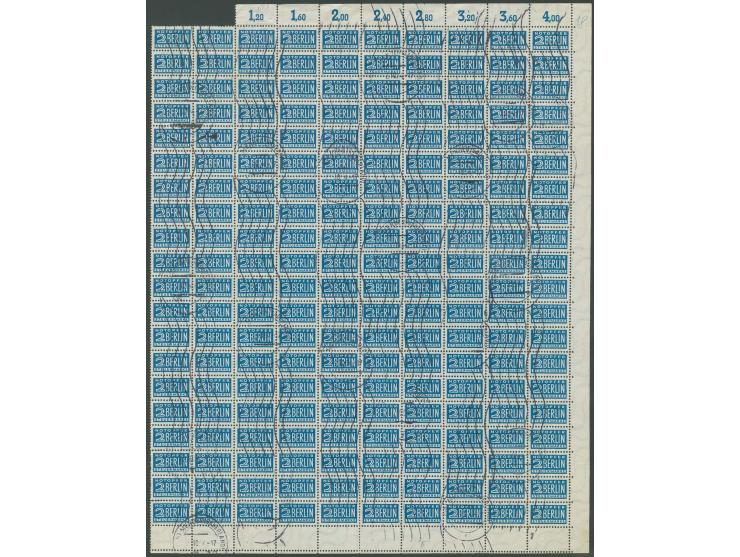 1954, 2 Pfg., im 200er-Bogen mit Wellenstempel "MENDEN (SAUERLAND) 2.10.54", der linke Bogenrand fehlt und links oben fehlen 