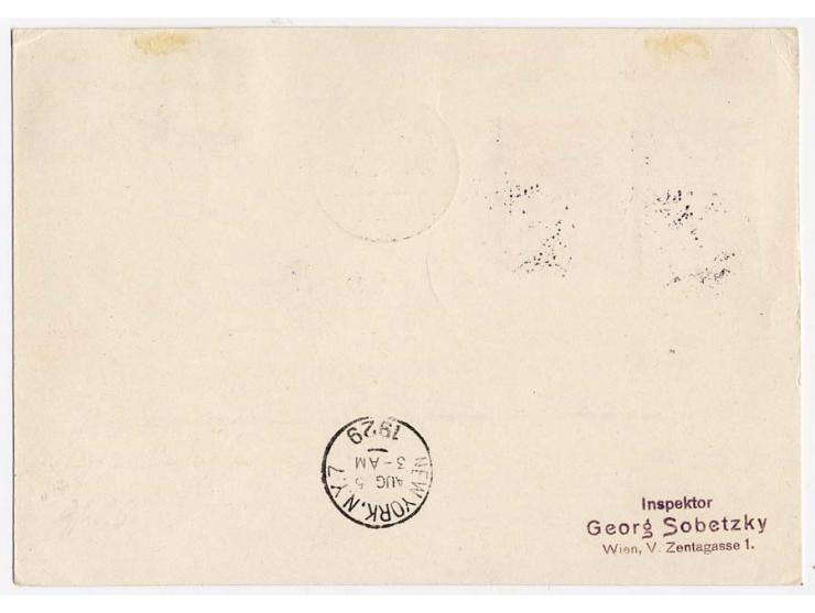 ÖSTERREICH: 1929, versuchte Amerikafahrt, Karte mit Verzögerungsstempel, Kabinett